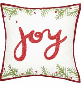 Joy Chenille Embroidered Pillow - Christmas