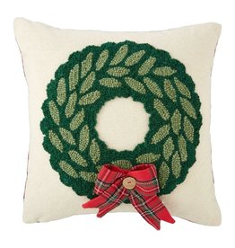 Wreath Tartan Hook Wool Pillow