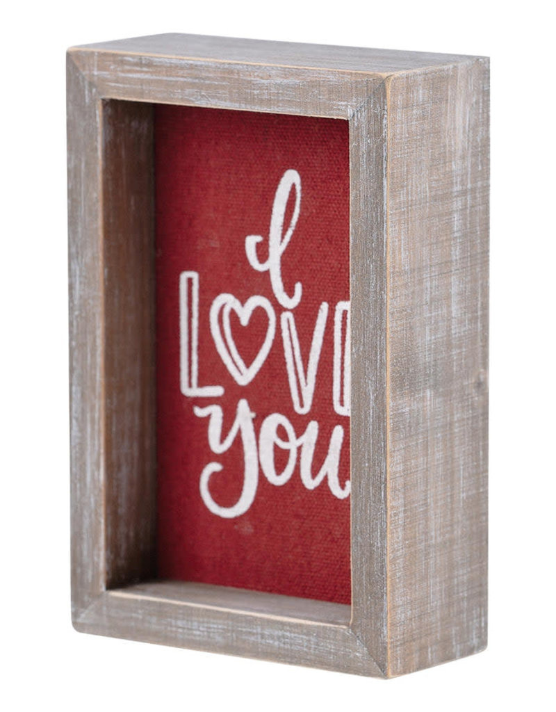 I LOVE YOU RED LINEN FRAMED BOARD