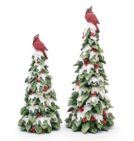 HOLLY TREES WITH CARDINALS( S/2)