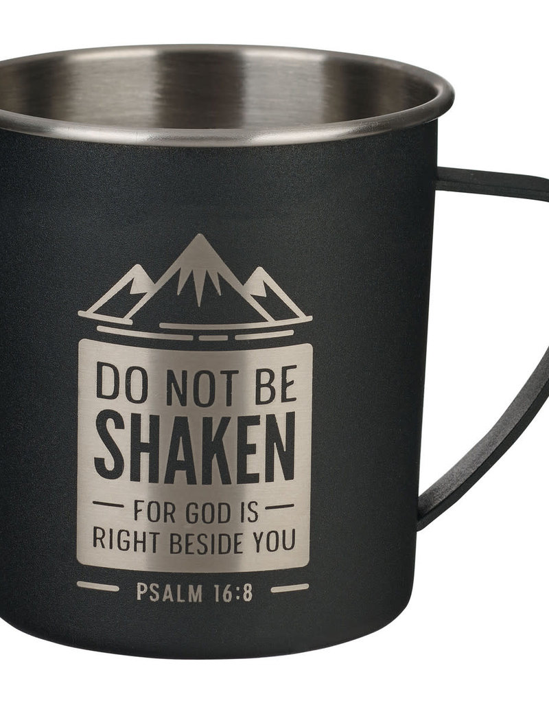 Do Not Be Shaken Black Camp-style Stainless Steel Mug - Psalm 16:8