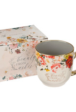 Beauty From Ashes Red Marigold Ceramic Mug - Isaiah 61:3