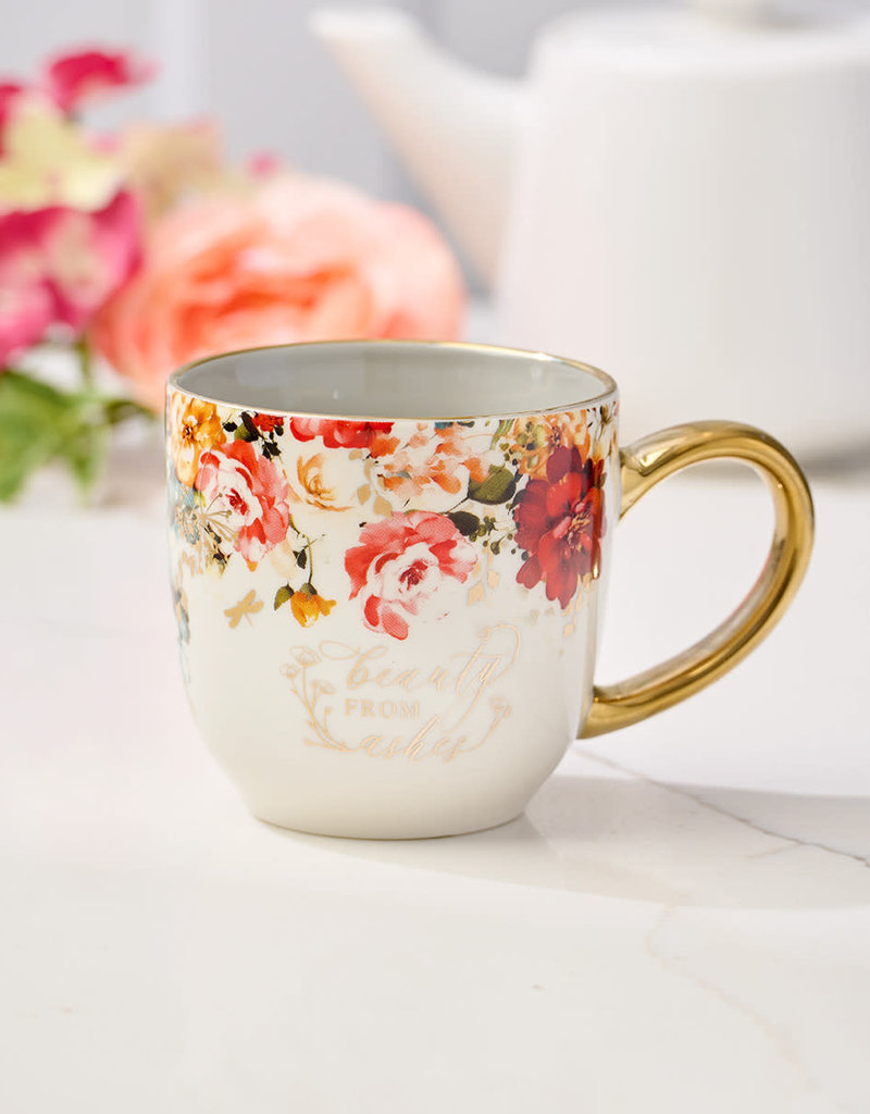 Beauty From Ashes Red Marigold Ceramic Mug - Isaiah 61:3