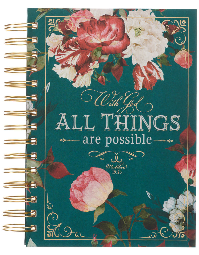 All Things are Possible Teal Tourmaline Journal - Matthew 19:26