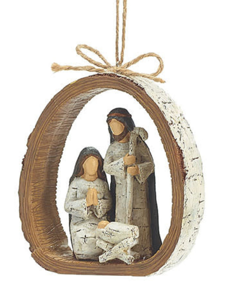 Ornament, Holy Family Inside Birch Bark