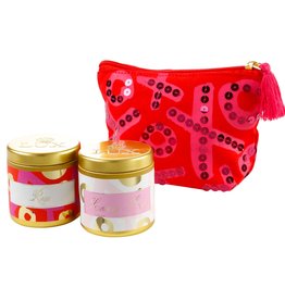 Valentine Gift Set- 3 oz candles and cosmetic pouch