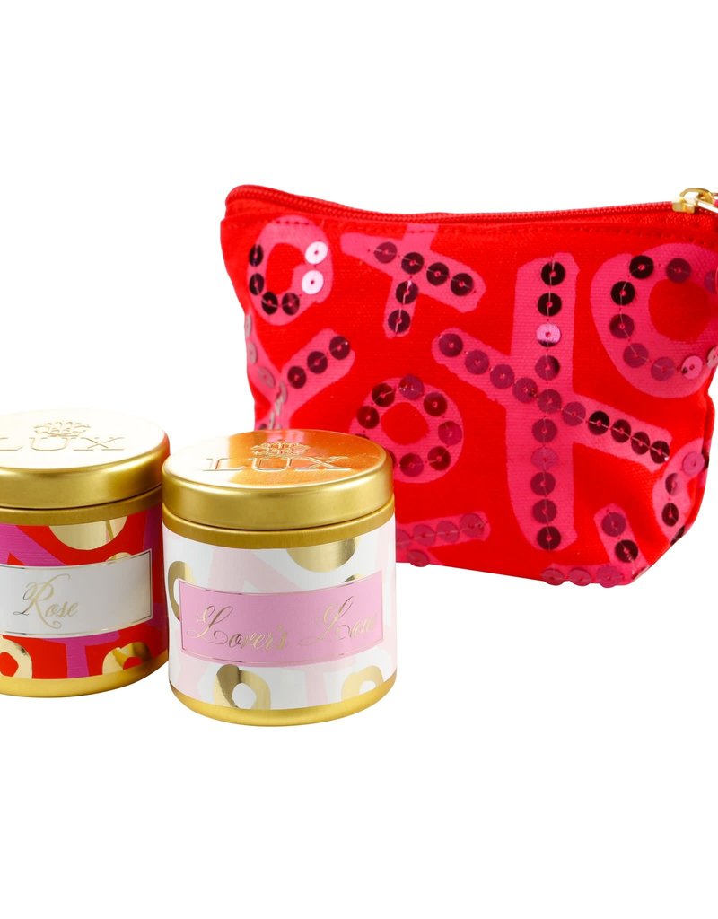 Valentine Gift Set- 3 oz candles and cosmetic pouch