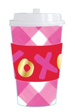 Pink Gingham Coffee Cup XOXO