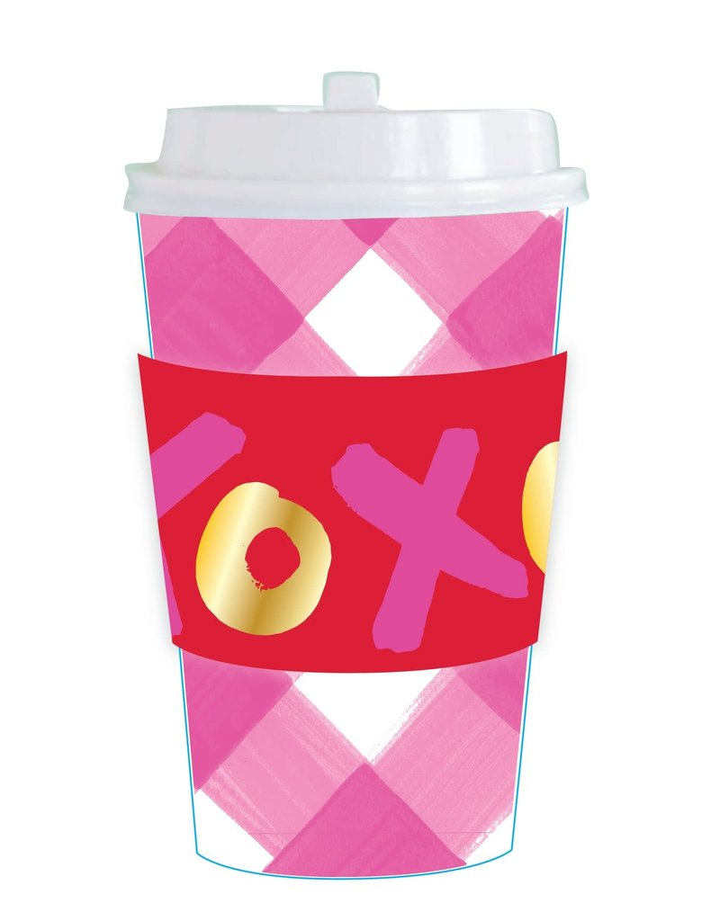 Pink Gingham Coffee Cup XOXO