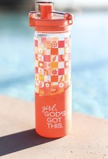 Glass Water Bottle (Orange) - Girl God's Got This