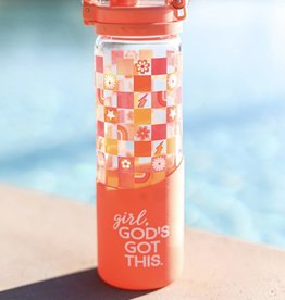 Glass Water Bottle (Orange) - Girl God's Got This