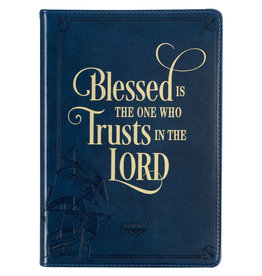 Blessed is the One Navy Faux Leather Classic Journal - Jeremiah 17:7