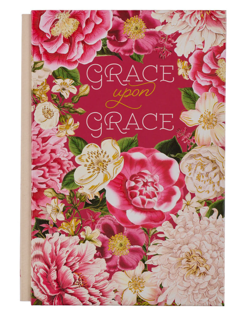 Grace Upon Grace Pink Floral Quarter-bound Journal