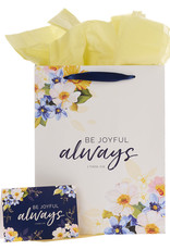 Be Joyful Always Yellow Floral Portrait Gift Bag with Card – 1 Thessalonians 5:16