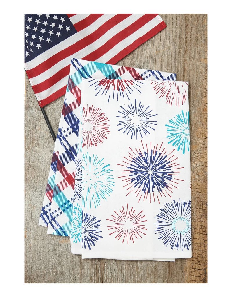 Patriotic Americana Firework Sparkle Kitchen Towel Set of 2