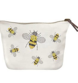 Bee Embroidery Canvas Pouch