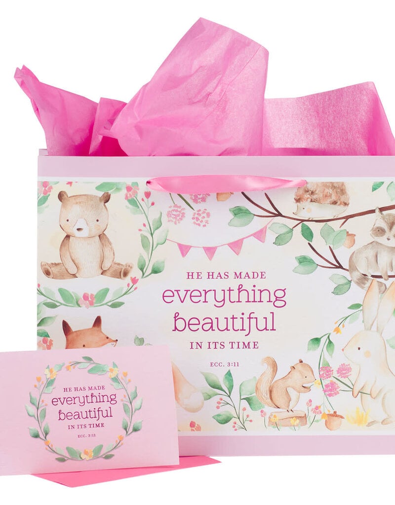 Everything Beautiful Forest Animals Large Landscape Gift Bag with Card Set - Ecclesiastes 3:11