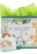 Every Good and Perfect Gift Forest Animals Large Landscape Gift Bag with Card Set - James 1:17