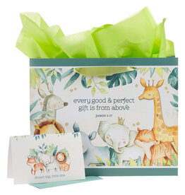 Every Good and Perfect Gift Forest Animals Large Landscape Gift Bag with Card Set - James 1:17