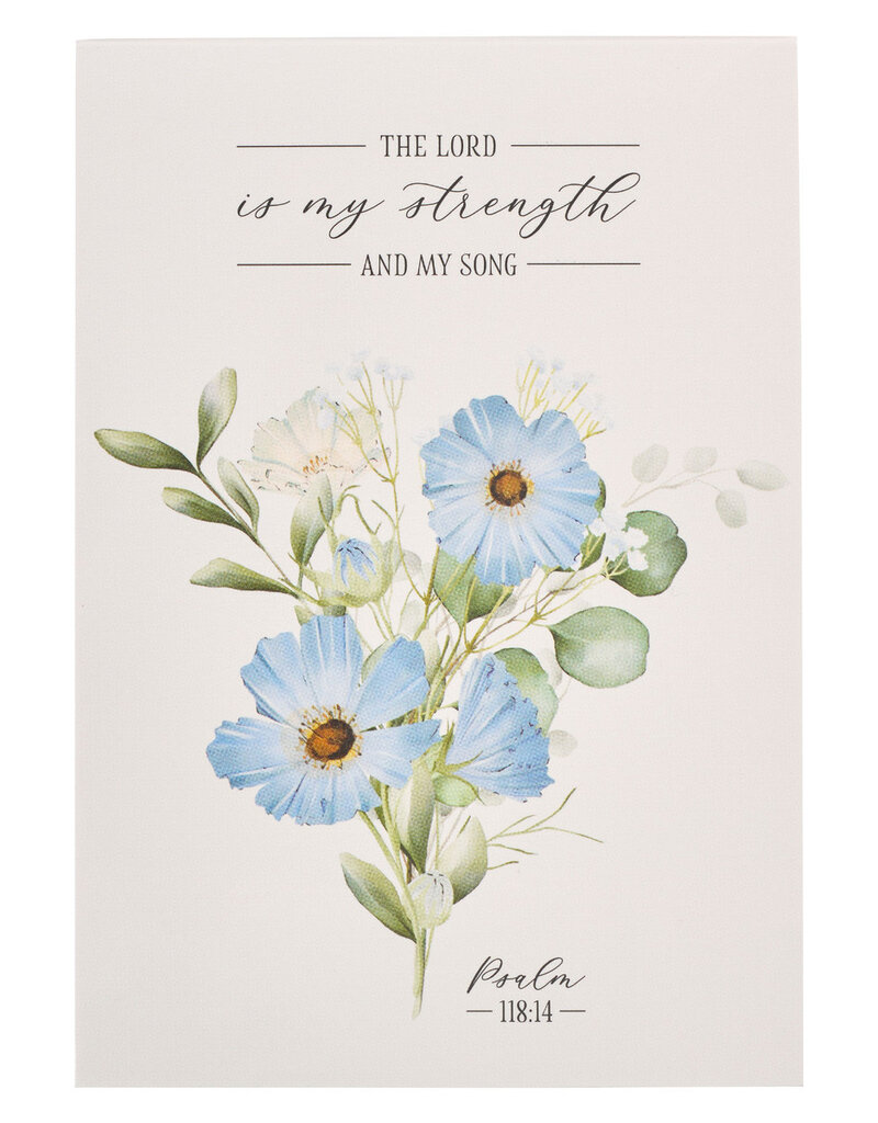 My Strength and My Song Blue Floral Notepad ​​​​​​ - Psalm 118:14
