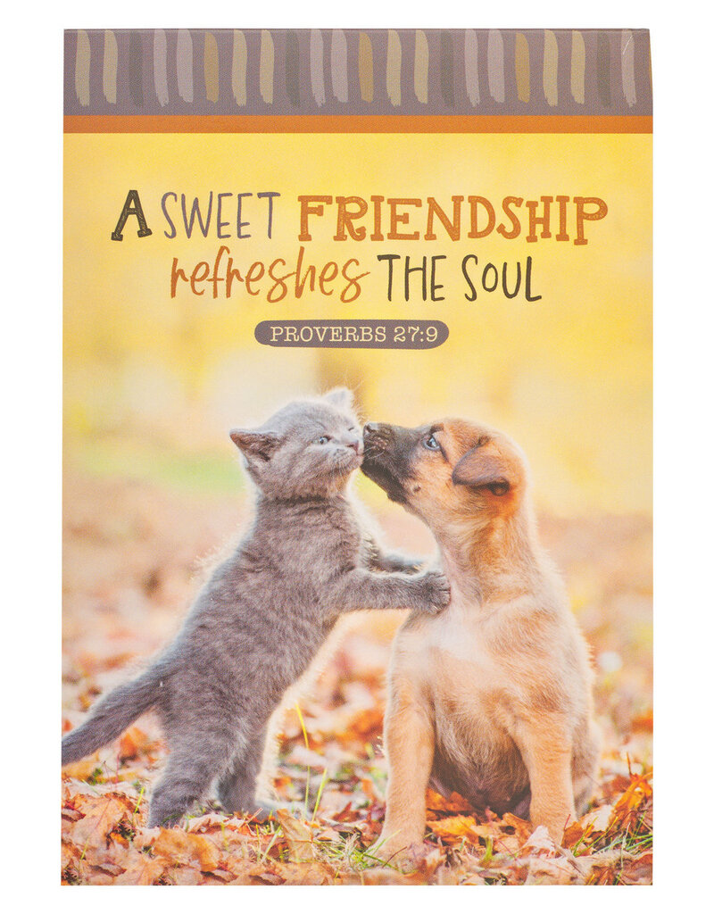 A Sweet Friendship Fall Puppy and Kitten Notepad - Proverbs 27:9