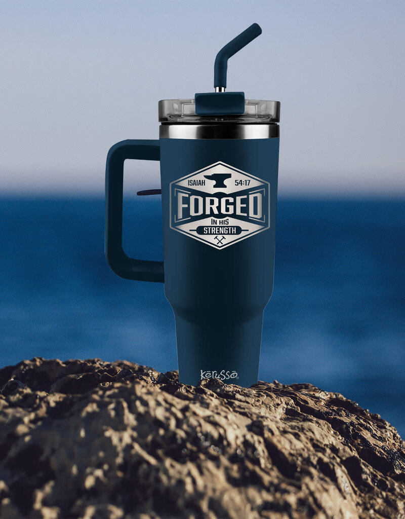 40 oz Stainless Steel Mug With Straw Forged