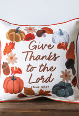 Give Thanks to the Lord Wreath Pillow - Piping Burnt Orange