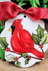 Cardinal On Holly Branch  Ornament