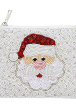 BEADED SANTA FACE WITH CRYSTAL ACCENTS COIN PURSE