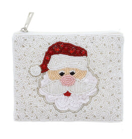 BEADED SANTA FACE WITH CRYSTAL ACCENTS COIN PURSE