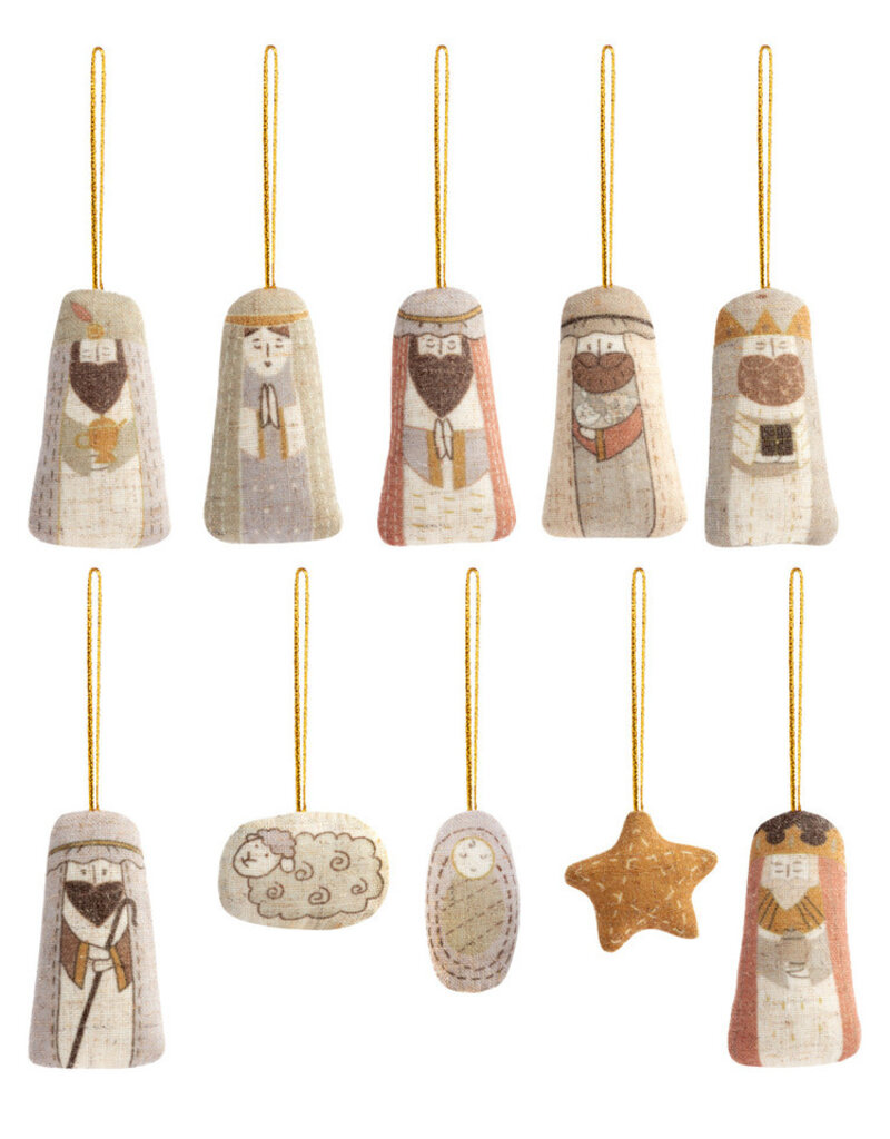 Children's Plush Nativity Ornaments - Set of 10