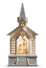 11.25" HOLY FAMILY MUSICAL LIGHTED WATER CHURCH