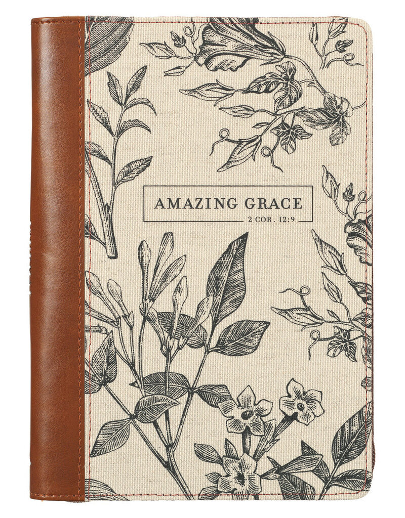 Amazing Grace  Faux Leather Journal with Zipper Closure
