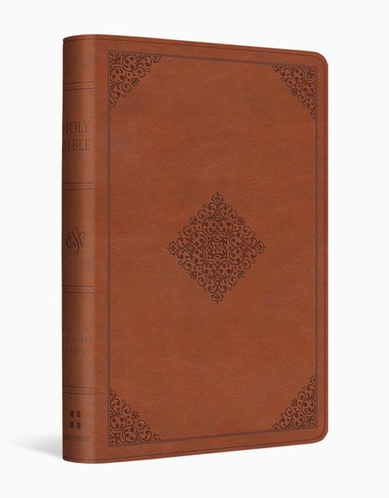 ESV Compact Bible  TruTone®, English Saddle, Ornament Design