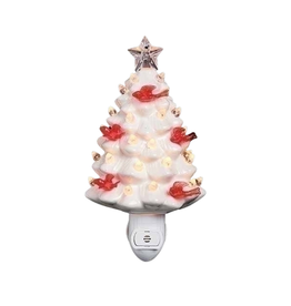 Nightlight-White Tree w Cardinals 6"