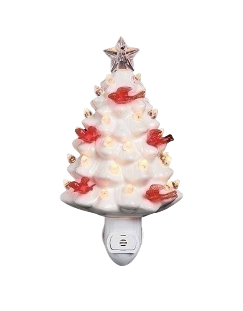 Nightlight-White Tree w Cardinals 6"