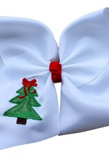 Classic Christmas Tree Embroidered Hair Bow 6"