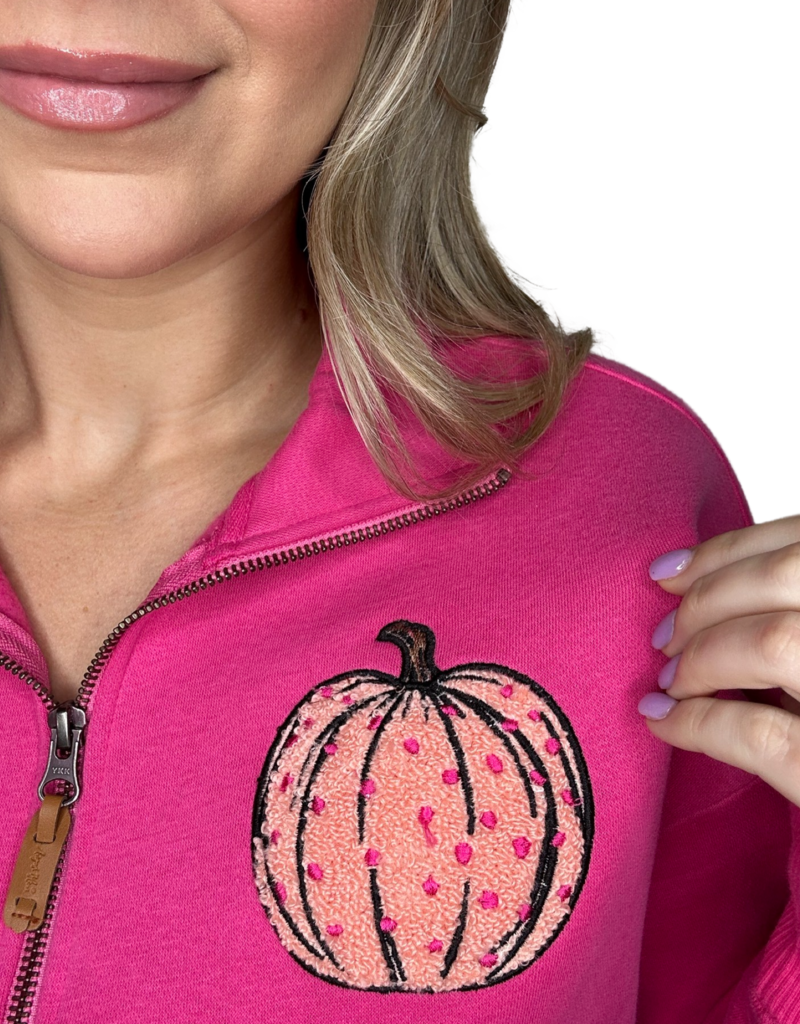 Polka Dot Pumpkin Patch Eletric Pink Pullover