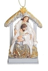 5"H HOLY FAMILY/STABLE HOLIDAY TRADITION ORNAMENT