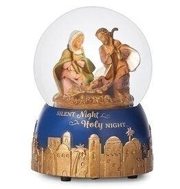 6"H MUSICAL HOLY FAMILY DOME - BETHLEHEM TOWN BASE