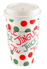 RED/GREEN POLKA DOT W/JINGLE JUICE SLEEVE HOT/COLD CUP W/LID