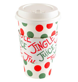 RED/GREEN POLKA DOT W/JINGLE JUICE SLEEVE HOT/COLD CUP W/LID
