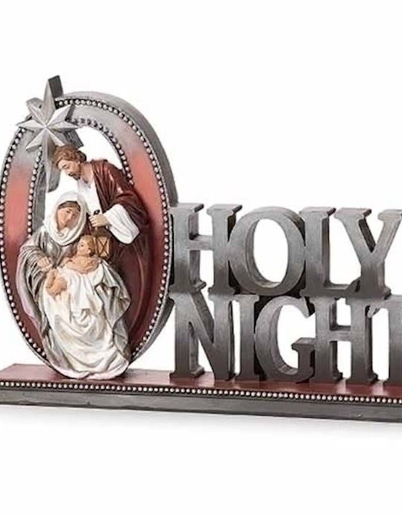 Figurine-Holy Night Nativity-Silver-Wine Color (9.5")