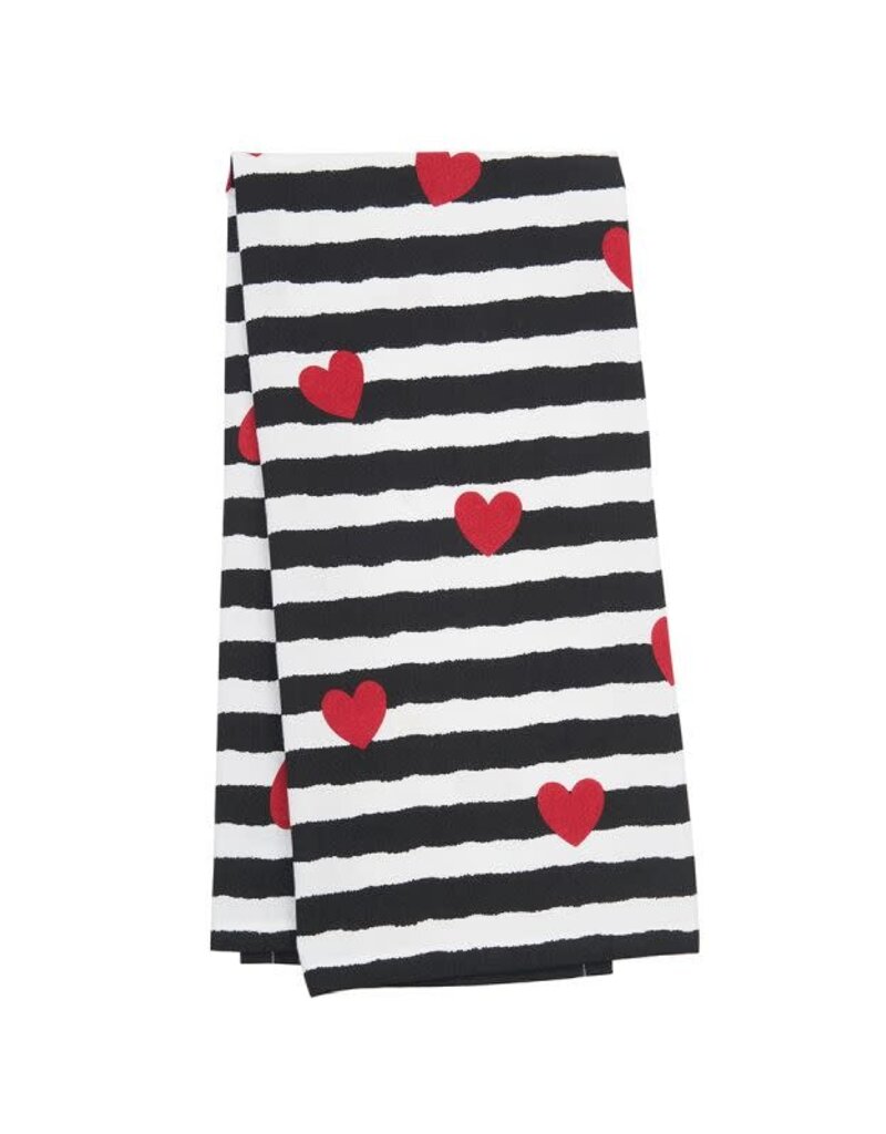 Valentines Heart Striped Kitchen Towel
