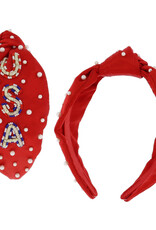 RED, WHITE, BLUE, BEADED "USA"  HEADBAND