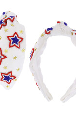 RED, WHITE, BLUE BEADED STARS HEADBAND