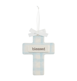 BLUE CERAMIC KEEPSAKE CROSS