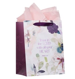 Trust in the Lord Purple Bloom Large Portrait Gift Bag - Proverbs 3:5