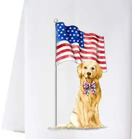 Patriotic Dog Flour Sack Towel