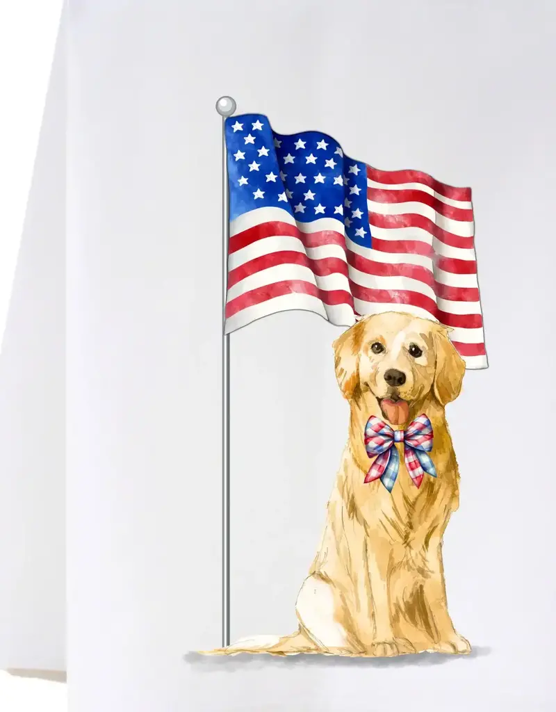 Patriotic Dog Flour Sack Towel